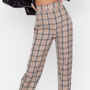 Nasty Gal High-Waisted Check Tapered Pants